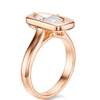 Signature Heirloom Bezel Marquise Engagement Ring - Rose Gold Polished Band - Side View