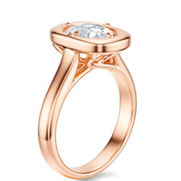 Signature Heirloom Bezel Oval Engagement Ring - Rose Gold Polished Band - Side View