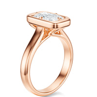 Signature Heirloom Bezel Radiant Engagement Ring - Rose Gold Polished Band - Side View