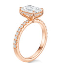 Signature Hidden Halo Radiant Engagement Ring - Rose Gold Pavé Band - Side View