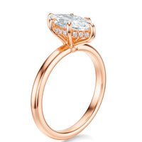 Signature Hidden Halo Marquise Engagement Ring - Rose Gold Polished Band - Side View