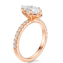 Signature Solitaire Marquise Engagement Ring - Rose Gold Pavé Band - Side View