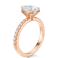 Signature Solitaire Pear Engagement Ring - Rose Gold Pavé Band - Side View