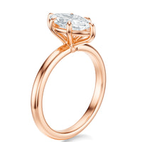 Signature Solitaire Marquise Engagement Ring - Rose Gold Polished Band - Side View