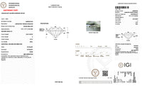Diamond grading report with IGI logo on a white background