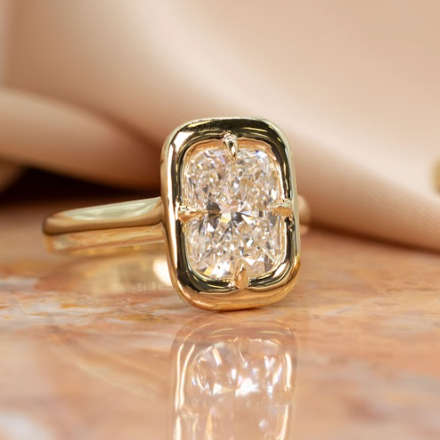 The Signature Heirloom Bezel | 2.02CT Elongated Cushion Lab Diamond | 14K YG