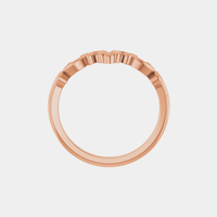 rose gold scroll work contour wedding band