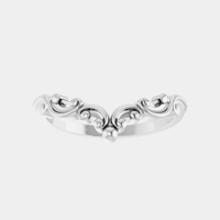 Platinum scroll work contour wedding band