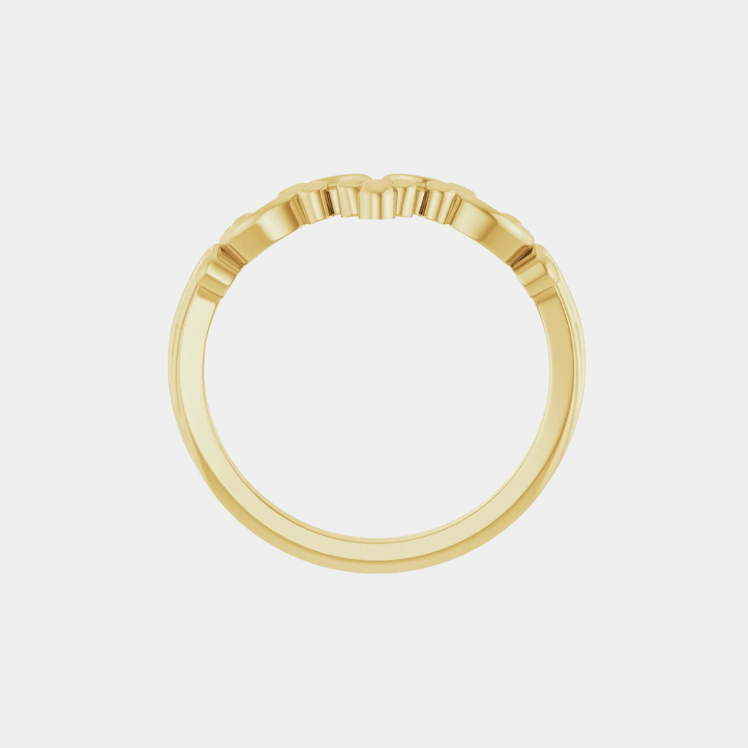 yellow gold scroll work contour wedding band