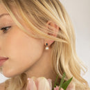 blue topaz and pearl gold drop earrings model