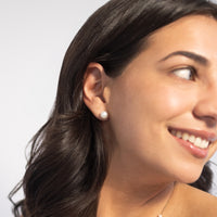 yellow gold pearl studs model