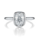 Signature Bezel Elongated Cushion Engagement Ring - White Gold Polished Band - Front View