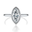 Signature Bezel Marquise Engagement Ring - White Gold Polished Band - Front View