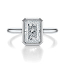 Signature Bezel Radiant Engagement Ring - White Gold Polished Band - Front View