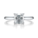 Signature Cathedral Hidden Halo Asscher Engagement Ring - White Gold Polished Band - Front View