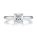 Signature Cathedral Hidden Halo Cushion Engagement Ring - White Gold Polished Band - Front View