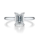 Signature Cathedral Hidden Halo Emerald Engagement Ring - White Gold Polished Band - Front View