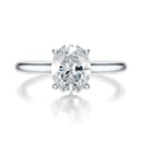 Signature Cathedral Hidden Halo Oval Engagement Ring - White Gold Polished Band - Front View