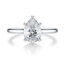 Signature Cathedral Hidden Halo Pear Engagement Ring - White Gold Polished Band - Front View