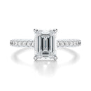 Signature Cathedral Emerald Engagement Ring - White Gold Pavé Band - Front View
