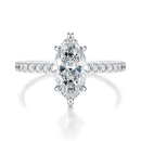 Signature Cathedral Marquise Engagement Ring - White Gold Pavé Band - Front View