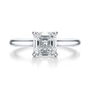 Signature Cathedral Asscher Engagement Ring - White Gold Polished Band - Front View