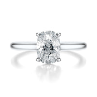 Signature Cathedral Elongated Cushion Engagement Ring - White Gold Polished Band - Front View