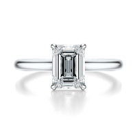 Signature Cathedral Emerald Engagement Ring - White Gold Polished Band - Front View