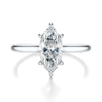 Signature Cathedral Marquise Engagement Ring - White Gold Polished Band - Front View