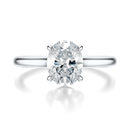 Signature Cathedral Oval Engagement Ring - White Gold Polished Band - Front View