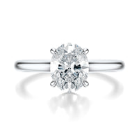 Signature Cathedral Oval Engagement Ring - White Gold Polished Band - Front View