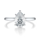 Signature Cathedral Pear Engagement Ring - White Gold Polished Band - Front View