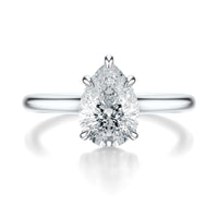 Signature Cathedral Pear Engagement Ring - White Gold Polished Band - Front View