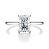 Signature Cathedral Radiant Engagement Ring - White Gold Polished Band - Front View