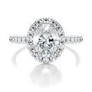 Signature Halo Oval Engagement Ring - White Gold Pavé Band - Front View