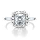 Signature Halo Asscher Engagement Ring - White Gold Polished Band - Front View