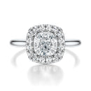 Signature Halo Cushion Engagement Ring - White Gold Polished Band - Front View