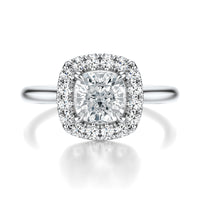 Signature Halo Cushion Engagement Ring - White Gold Polished Band - Front View
