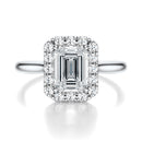 Signature Halo Emerald Engagement Ring - White Gold Polished Band - Front View