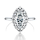 Signature Halo Marquise Engagement Ring - White Gold Polished Band - Front View