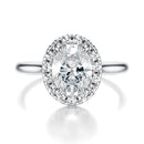 Signature Halo Oval Engagement Ring - White Gold Polished Band - Front View