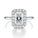 Signature Halo Radiant Engagement Ring - White Gold Polished Band - Front View