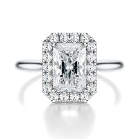 Signature Halo Radiant Engagement Ring - White Gold Polished Band - Front View
