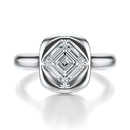 Signature Heirloom Bezel Asscher Engagement Ring - White Gold Polished Band - Front View