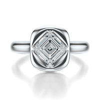 Signature Heirloom Bezel Asscher Engagement Ring - White Gold Polished Band - Front View