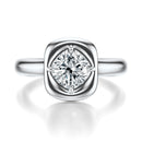 Signature Heirloom Bezel Cushion Engagement Ring - White Gold Polished Band - Front View