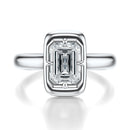 Signature Heirloom Bezel Emerald Engagement Ring - White Gold Polished Band - Front View
