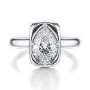 Signature Heirloom Bezel Pear Engagement Ring - White Gold Polished Band - Front View