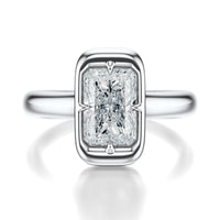 Signature Heirloom Bezel Radiant Engagement Ring - White Gold Polished Band - Front View