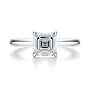 Signature Hidden Halo Asscher Engagement Ring - White Gold Polished Band - Front View